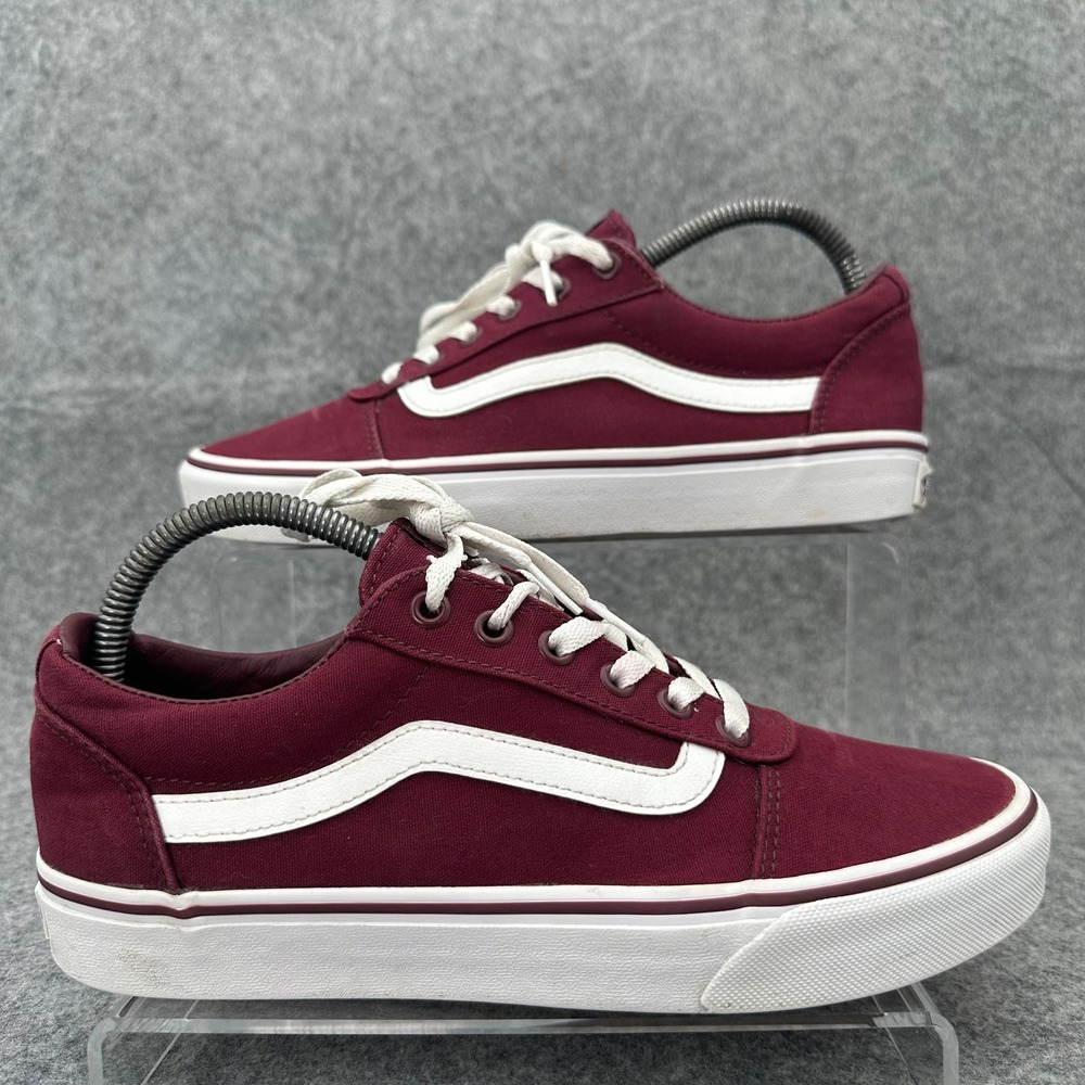 Vans Old Skool Burgundy Maroon White Womens 9 Skating Low Top Sneakers Canvas